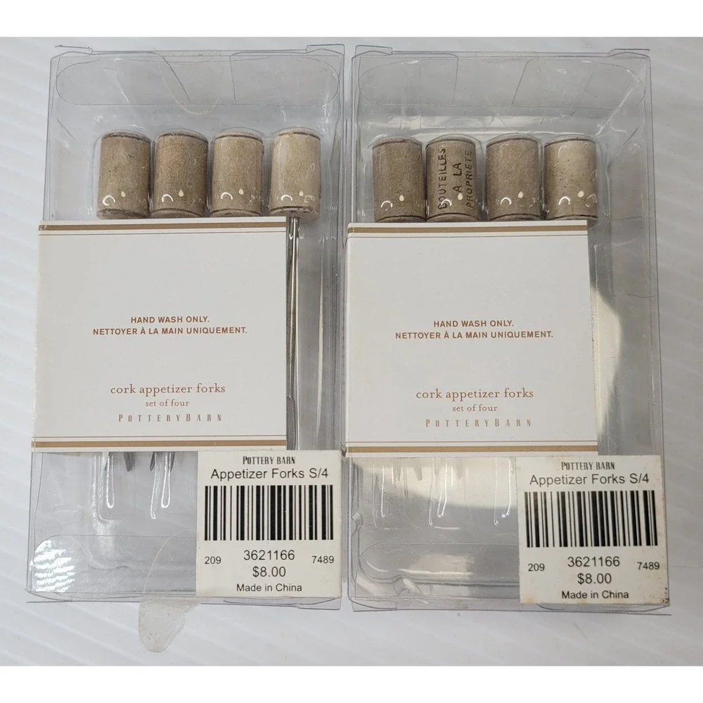 Pottery Barn Tabletop Cork Appetizer Forks Set of‎ 8 New Old Stock Charcuterie